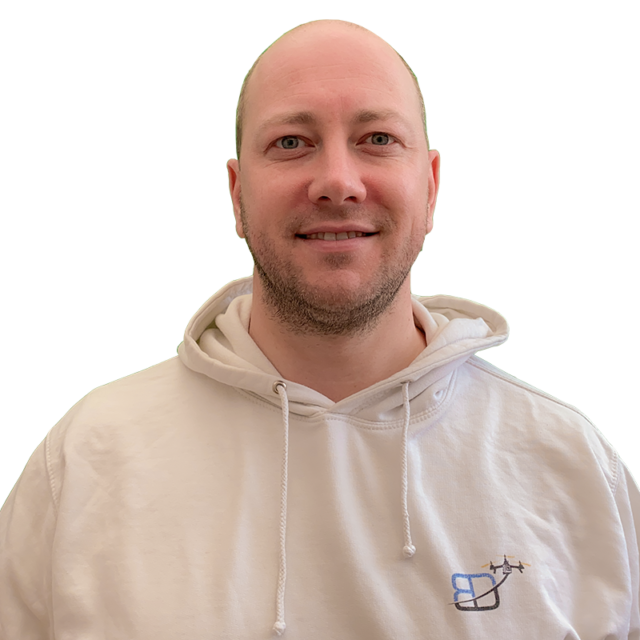 Portrait head shot photo of Philippe Francken wearing a Bristol Drones hoody