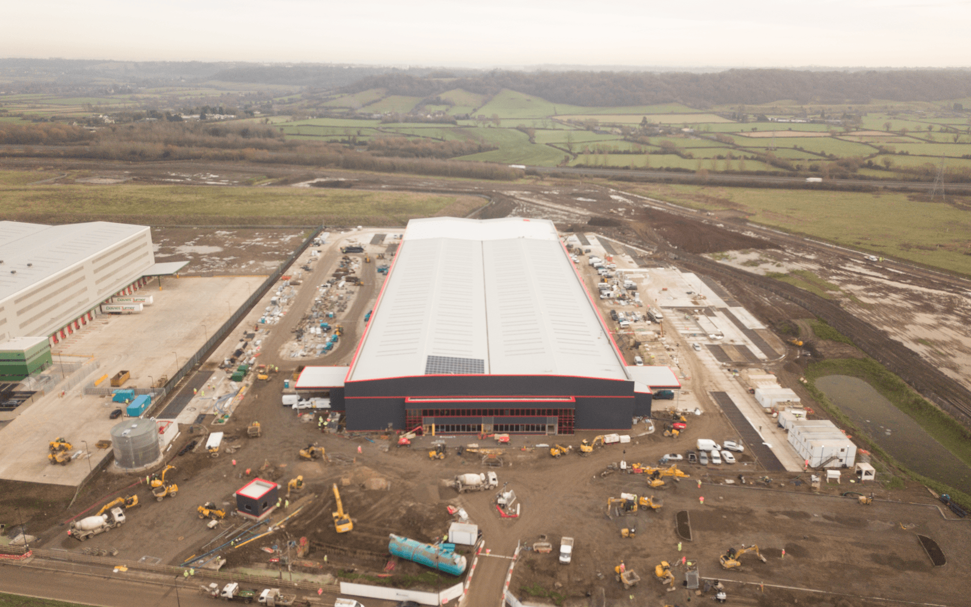 "Mavic 2 Pro" aerial drone photo of near completion of a "Goldbeck" contruction site of a DHL warehouse in Avonmouth, Bristol