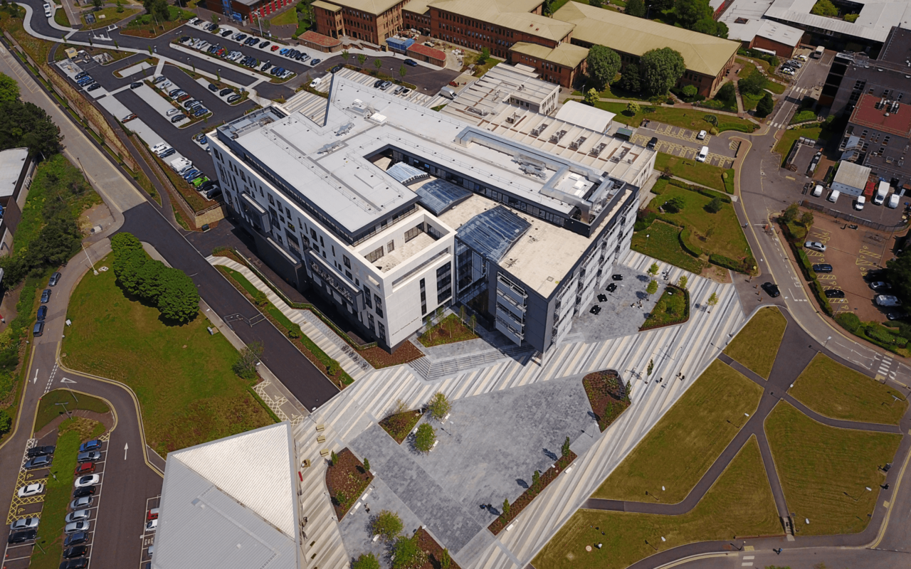 "Mavic Pro" aerial drone photo of Law Faculty at the University of the West of England (UWE) Frenchay Campus